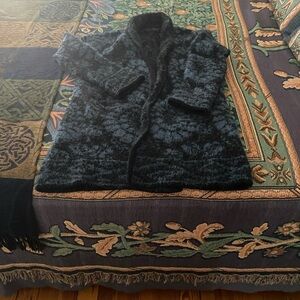 Peruvian Connection Black and Blue Knit Cardigan